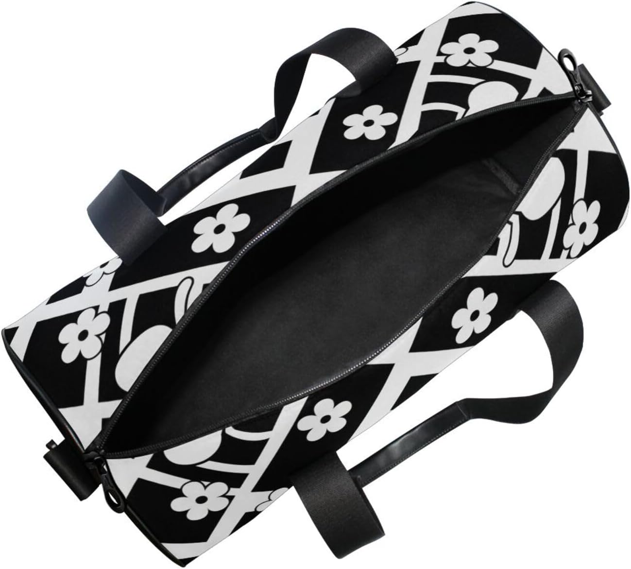 Diamonds Shapes White Flowers Luggage Travel Bag Travel Weekender Gear Bag Hiking Multifunctional image number 5