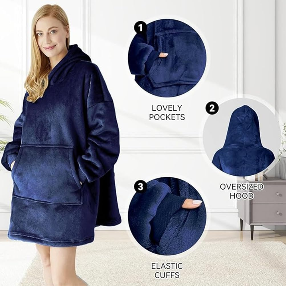 HPAMR Oversized Hoodie Blanket Sweatshirt, Wearable Blanket Hoodie, Oversized Sherpa Hooded, Extra Long Wearable Sweatshirt, Super Soft Warm Comfy Plush Hooded Blanket image number 5