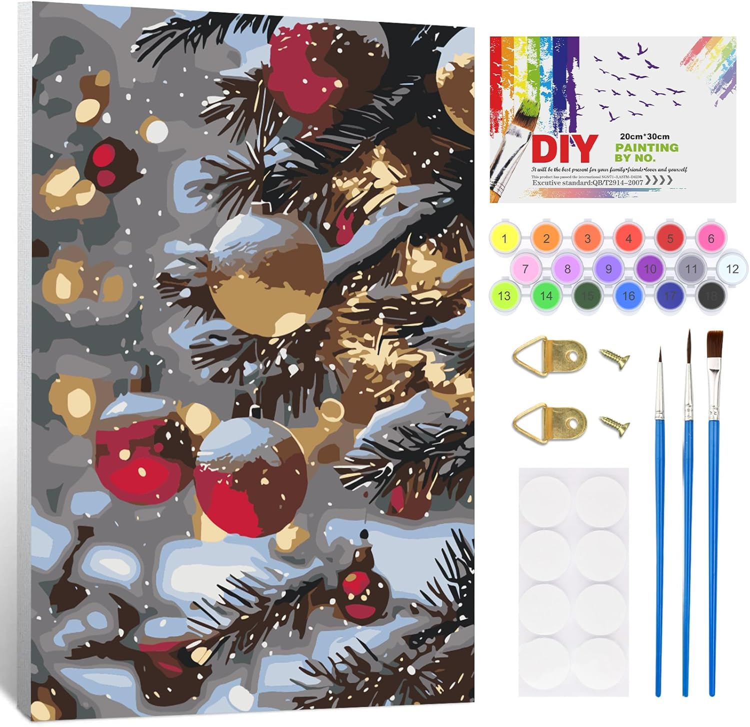 NAIMOER 4 Pack Framed Paint by Numbers Christmas for Adults Kids, DIY Painting by Numbers Gnome Snowman for Happy New Year, Art on Canvas Gifts Home Wall Decor 8X8In