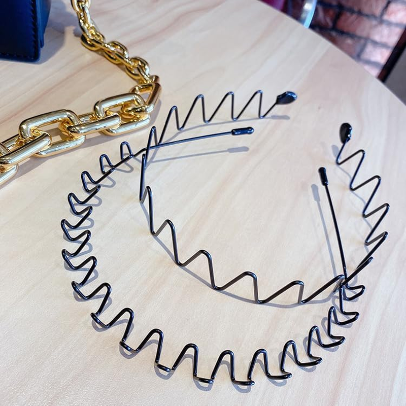 Metal Headbands for Men & Women - 5 Pack Non-Slip Adjustable Hair Bands, Unisex Sports Headbands for Running, Yoga, and Daily Use. image number 2