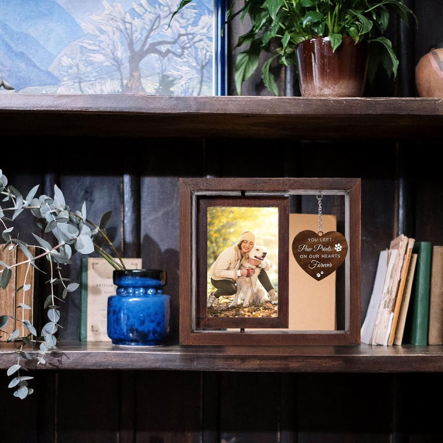 Jigfoxy Dog Memorial Picture Frame - Rotating Wooden Frame for 4X6 Photo - Pet Memorial Gifts for Dog Loss Sympathy Bereavement Remembrance Gift image number 3