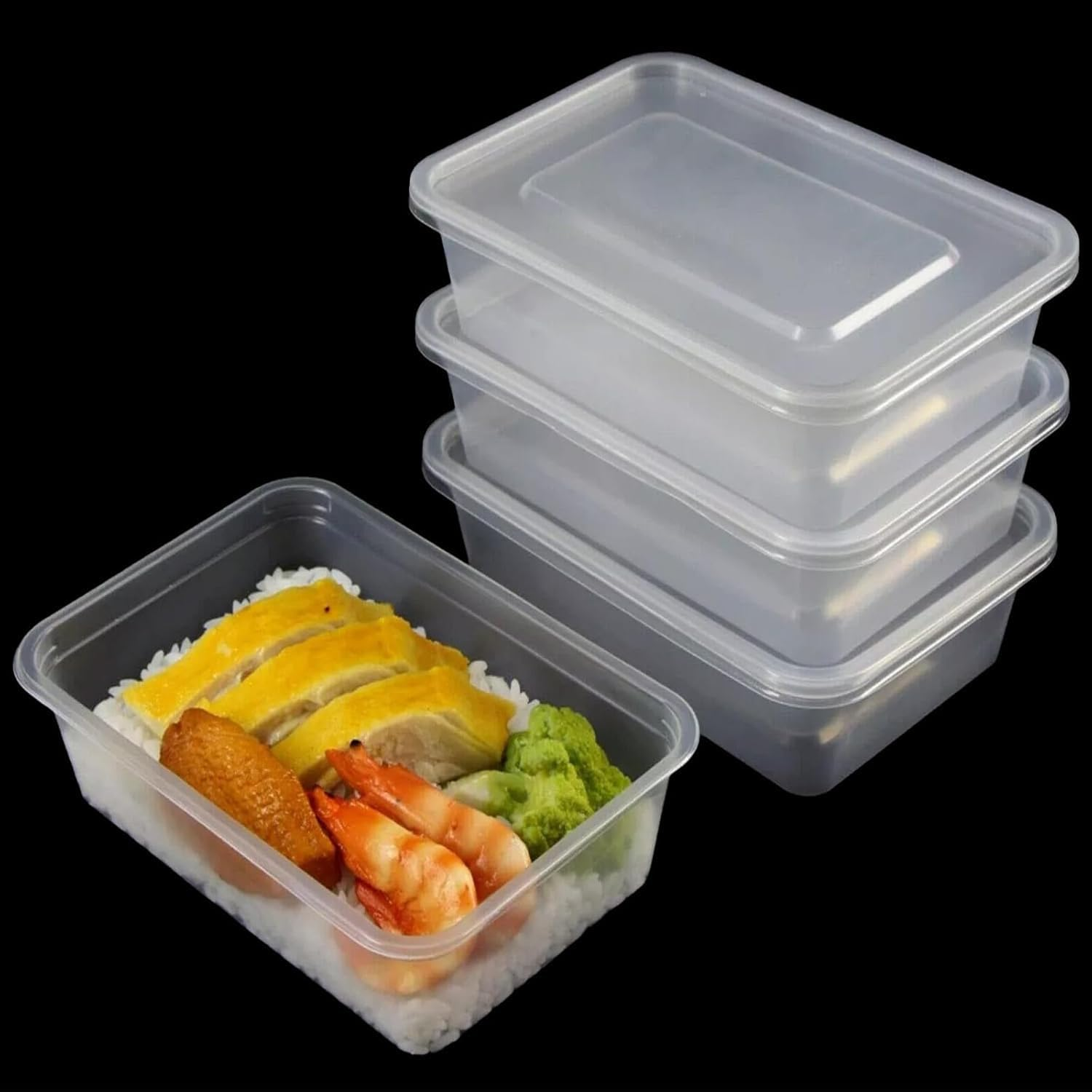 50 SETS 650Ml Takeaway Containers with Lids,Disposable Containers,Meal Preparation Container,50 Food Storage Container with Lid, Reusable Lunch Box, Clear Plastic Foods Lunch Box, Bpa-Free, Bento Box image number 1
