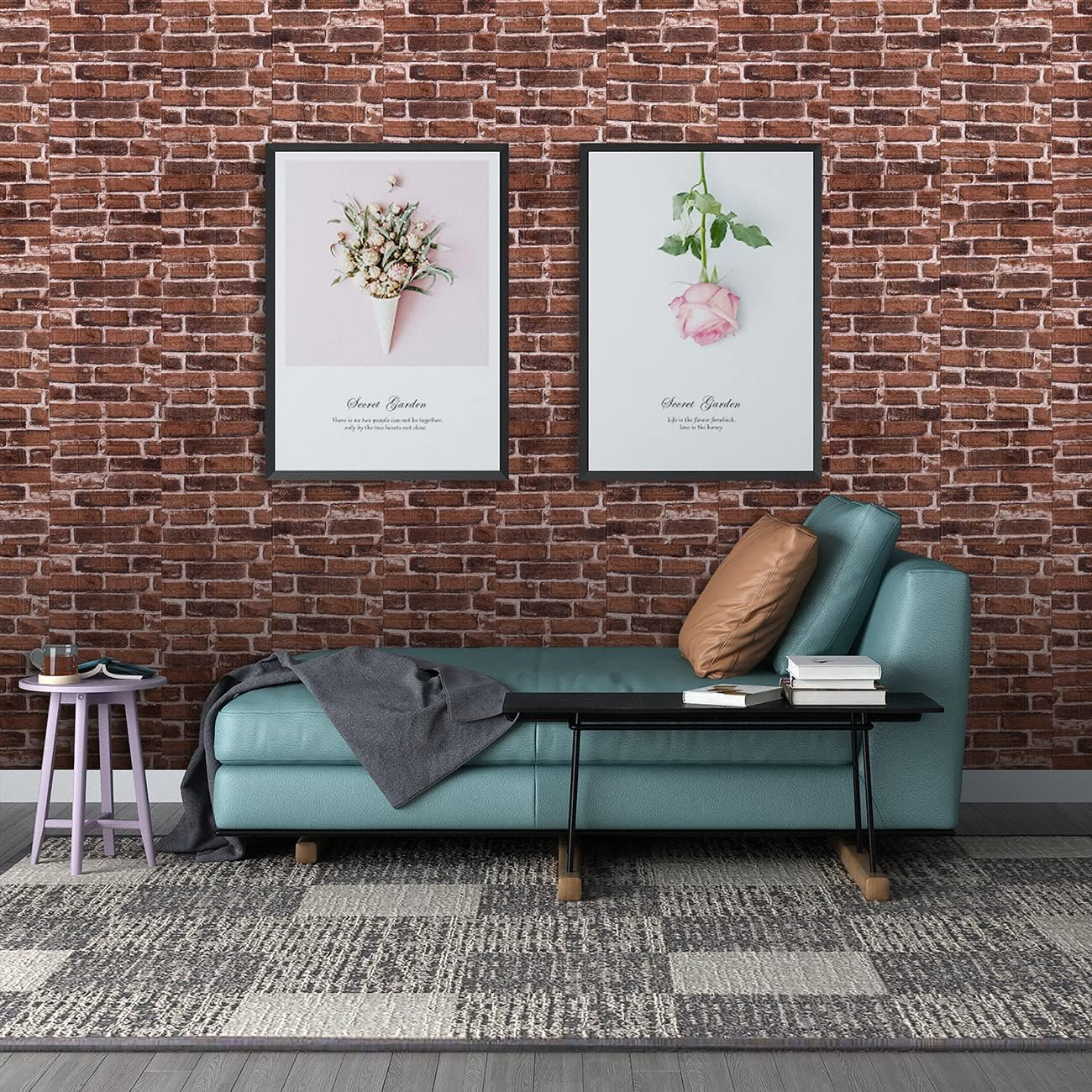 10PCS 3D Wall Panels Peel and Stick Foam 3D Brick Wallpaper Peel and Stick Red Faux Stone Wall Panel Self-Adhesive Wallpaper (10PCS, Red) image number 5