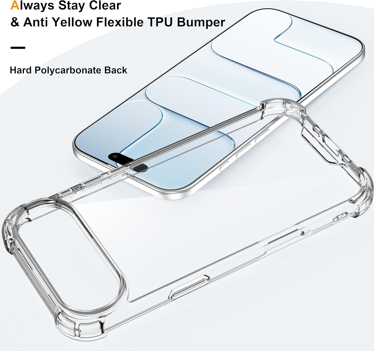 ORETECH 4 in 1 for Iphone 17 Air Case 6.5 Inch, With[2X Screen Protector &Camera Lens Protector],[Anti-Yellowing] Shockproof Bumper Cover for Iphone 17 Air Phone Case-Clear image number 1