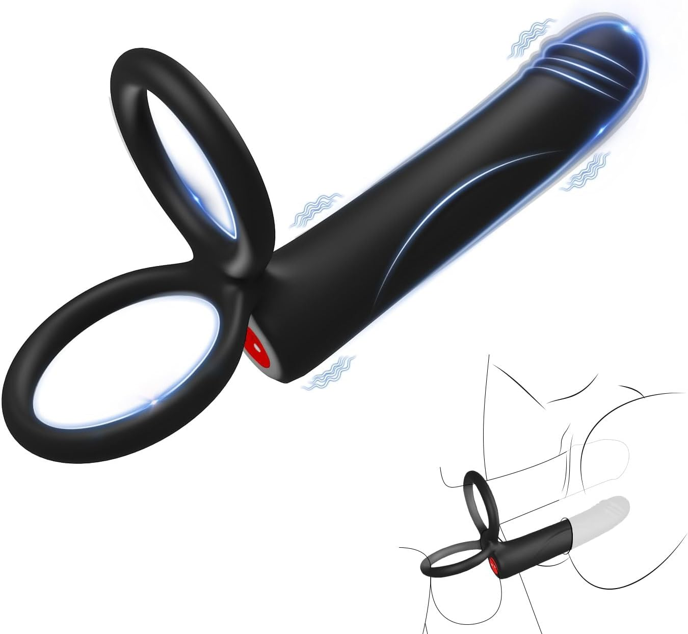 Anal Dildo Vibrator Sex Toys for Men, Strap-On Dildo Butt Plug with Vibrating Cock Ring, Male Penis Vibrator with 10 Vibration Modes, Double Penetration Pleasure for Men and Couples Adult Sex Toys image number 1