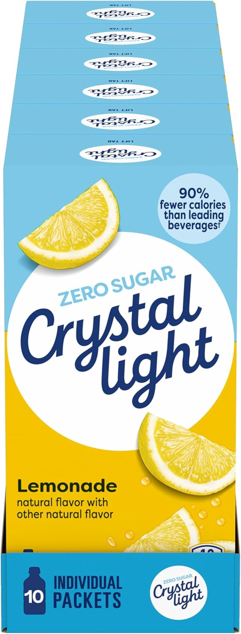 Crystal Light Sugar Free Lemonade Powdered Drink Mix, Caffeine Free, 0.14 Oz Packet Pack of 12 Cartons with 10 Each image number 4