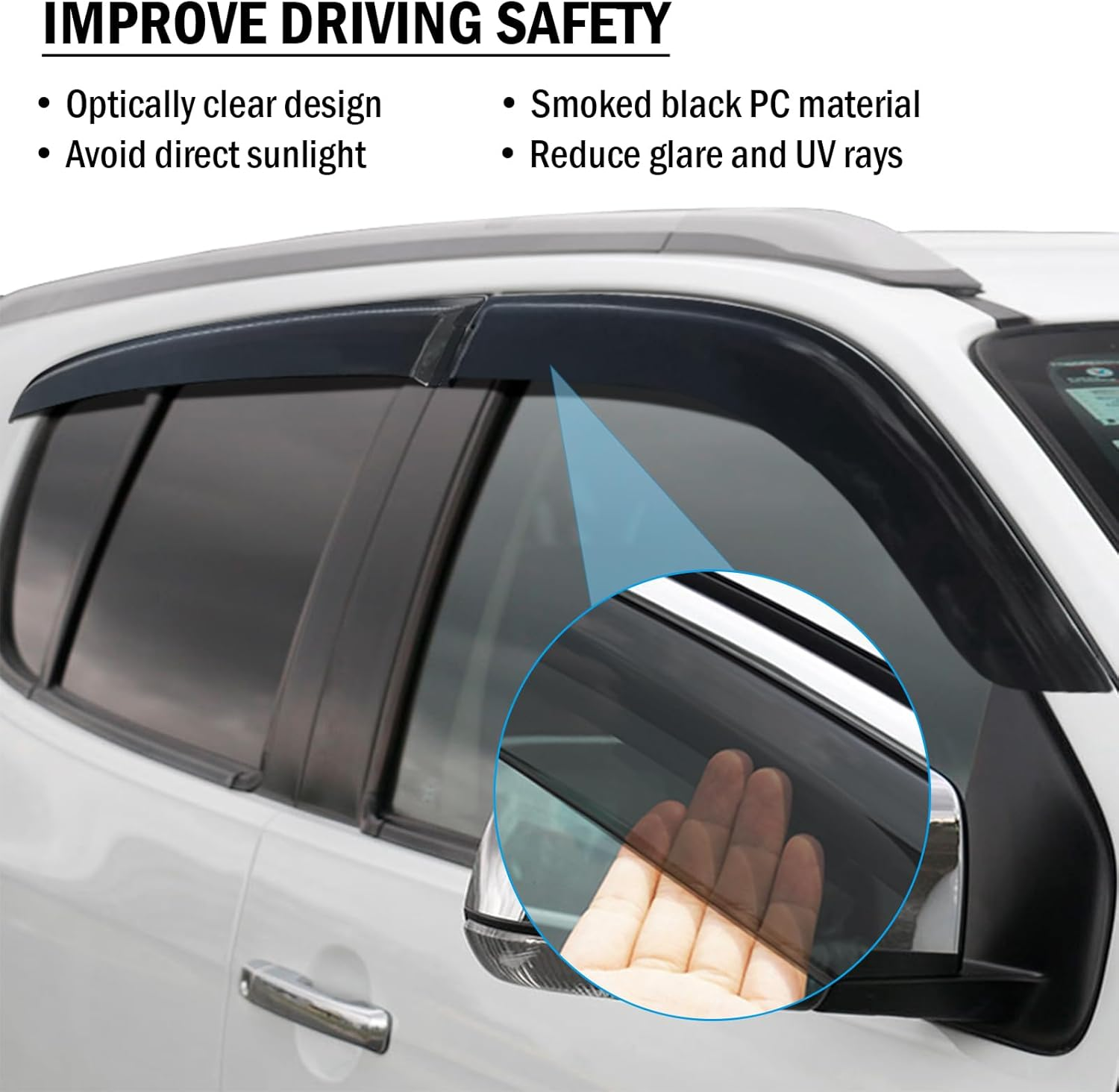 SUERAUTO4X4 Weather Shields for Isuzu MU-X MUX Accessories 2013-2021, Weathershields Car Wind Deflectors Window Visors Rain Guard Exterior Injection Tinted Black, 4Pcs/Set