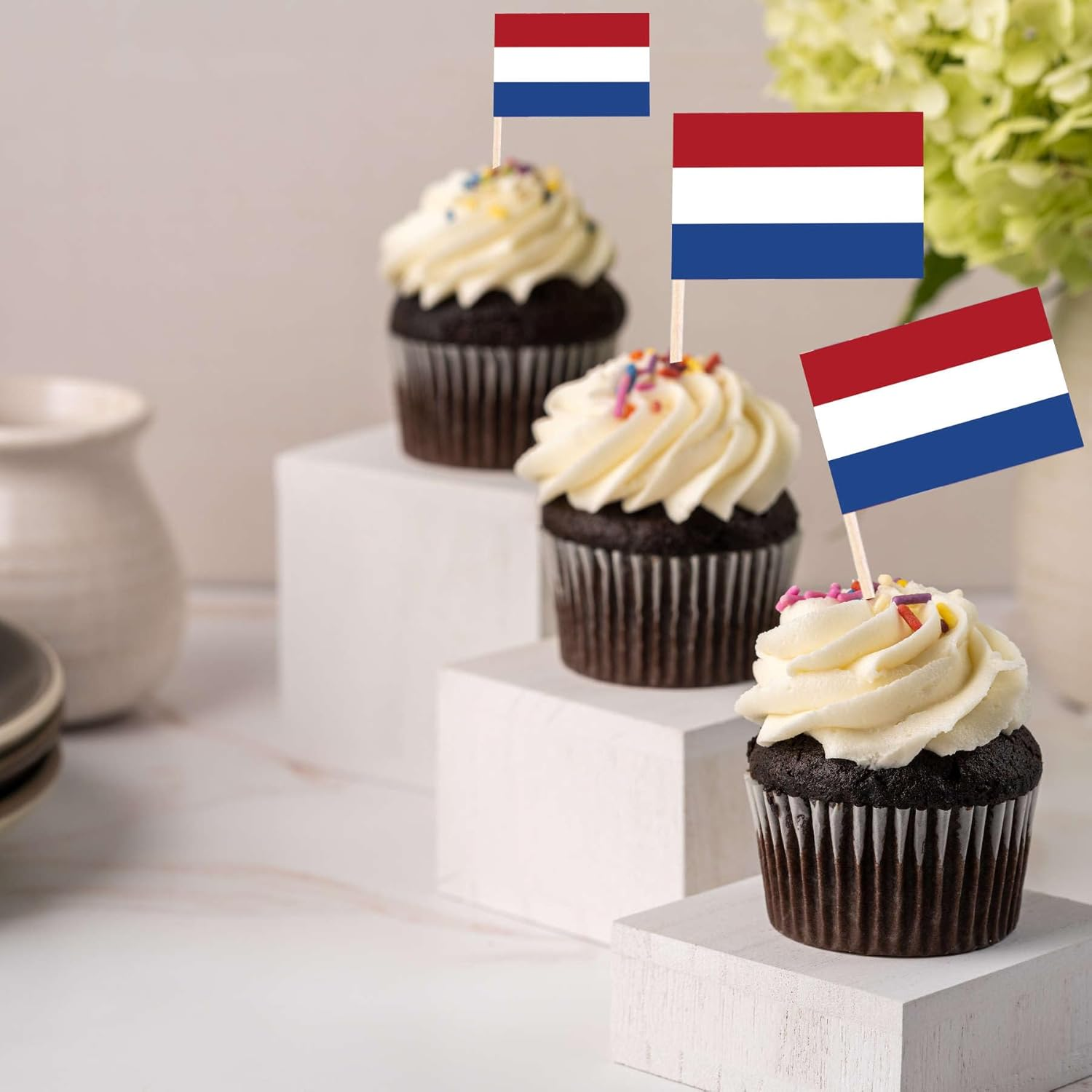100 PCS Netherlands Flag Cake Topper,Holland Cupcake Stand for Party Decoration Supplies image number 1