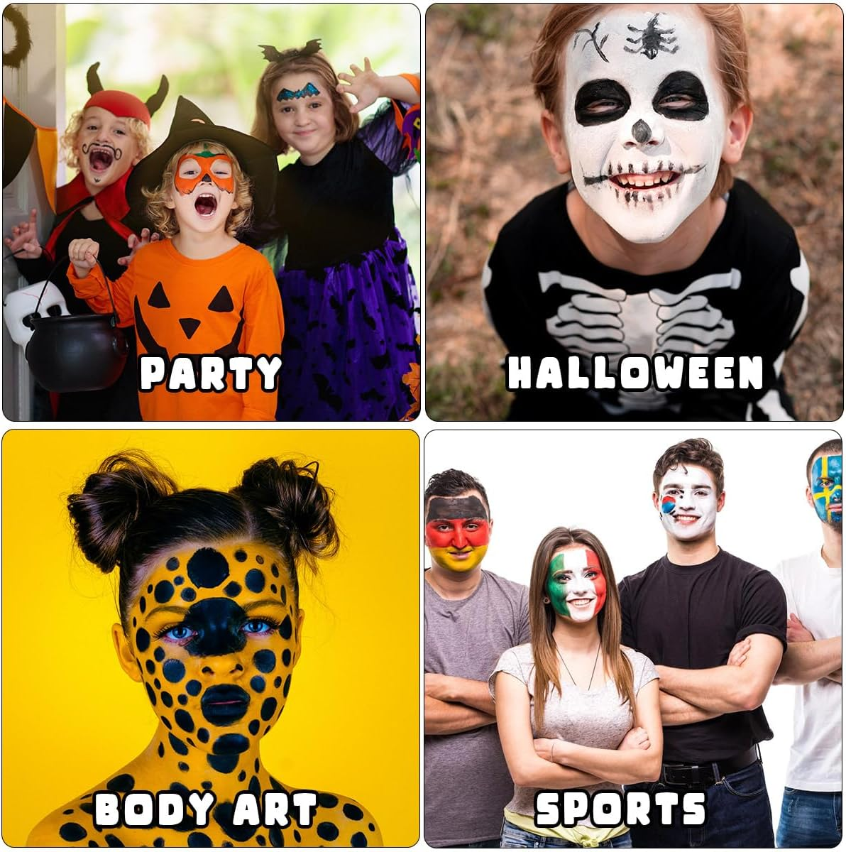 Bowitzki 14 Colors Face Body Paint Set Cream Makeup 20Ml Water Based Face Painting Special Effects for Adults Children Kids Halloween Christmas Party Stage Cosplay 0.7OZ Each image number 1