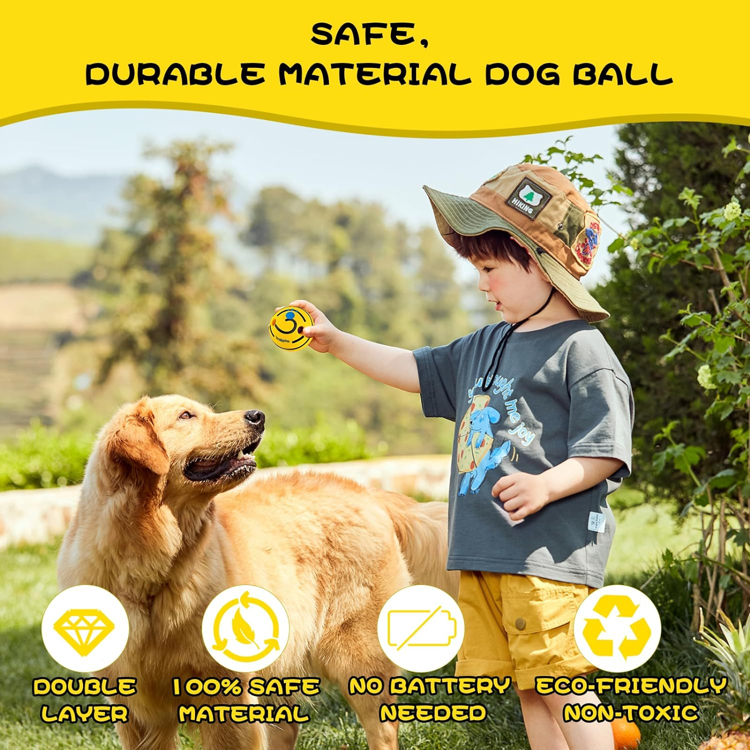 Dog Toy, Giggle Ball Dog Toy, Durable Wobble Wag Chewing Dog Balls, IQ Training Cleaning Teeth Indoor Outdoor for Medium Large Dogs,