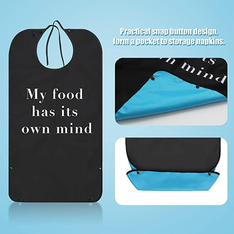 Adult Bibs with Crumb Bib Adjustable Eating Clothing Protectors (Black, 1 PC) image number 4
