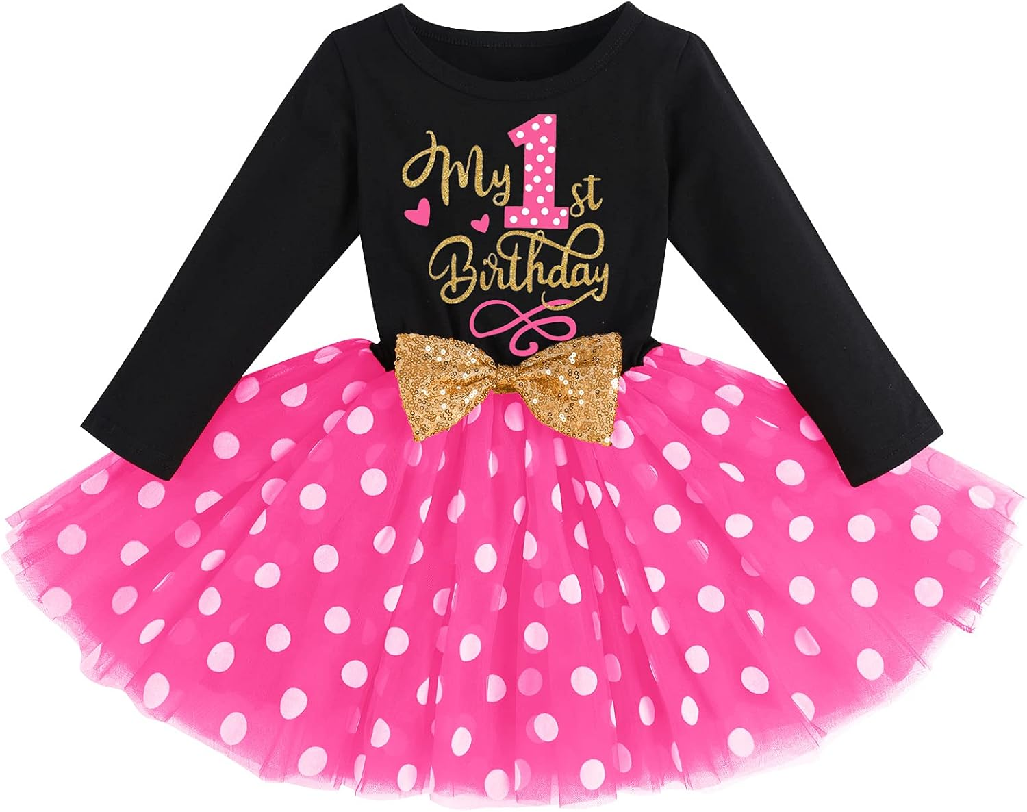 IMEKIS Baby Girls Mouse 1St 2Nd Birthday Dress Polka Dots Tulle Tutu Cake Smash Summer Party Photo Props