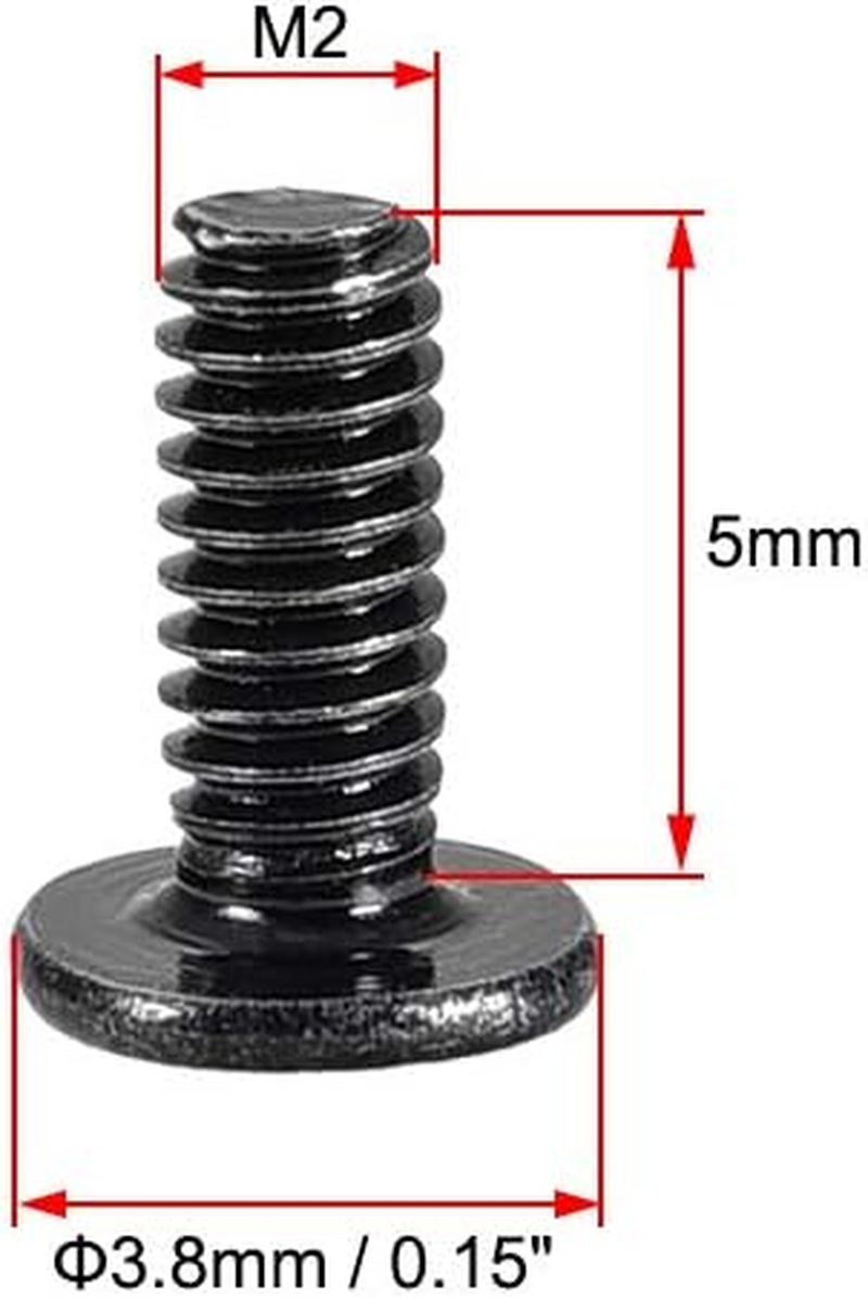 Uxcell M2X5Mm Phillips Screw Fastener Black 3.8Mm Dia Screw Head for Laptop PC TV Fan Audio Switch 50Pcs image number 2