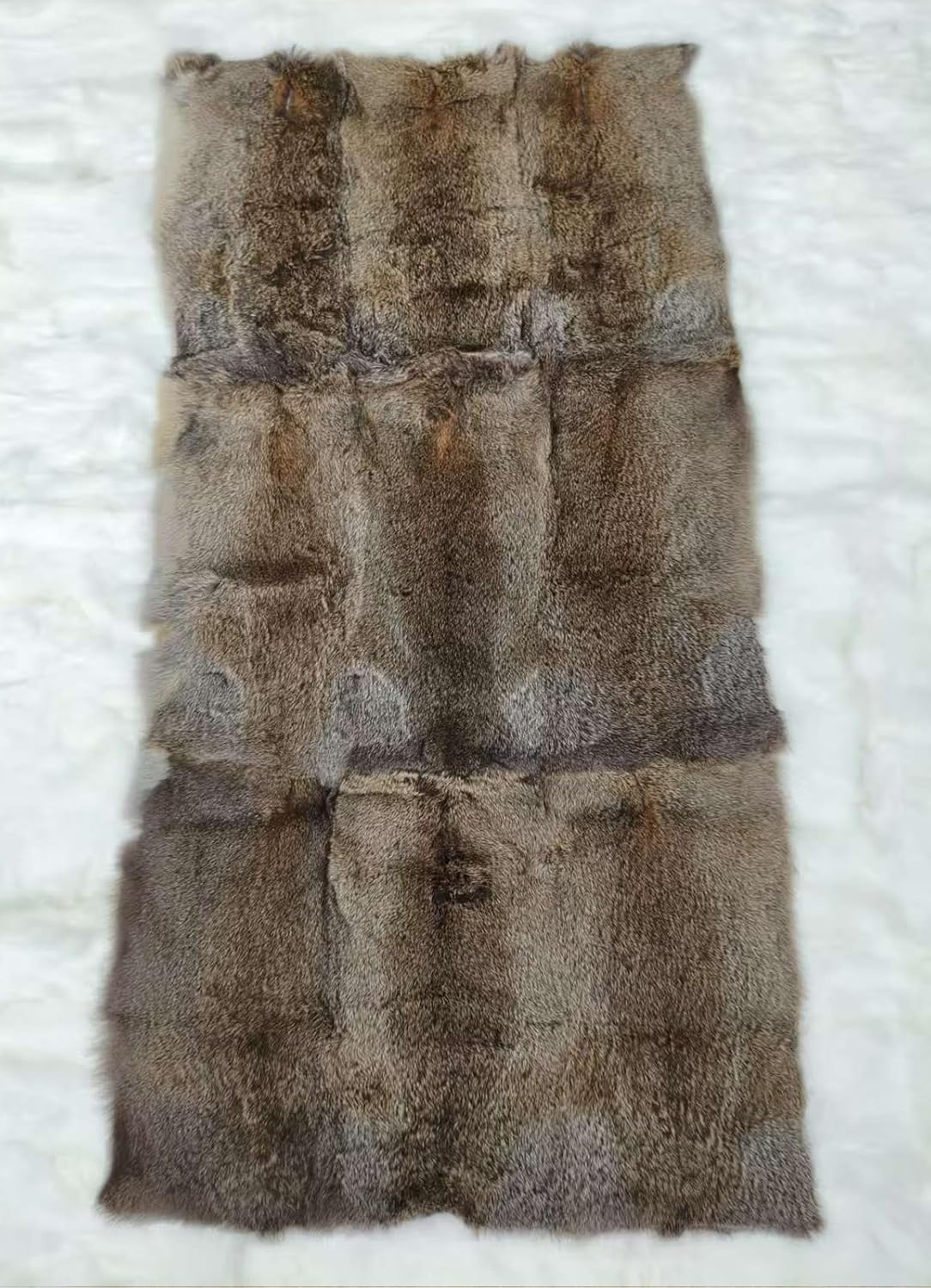 Plush Rabbit Hide Fur Throw Blanket for Couch 55X110Cm, Whole Pelt Patchwork Real Rabbit Skin Throw Warm Leather Rug Home Sofa Chair Decor Mat for DIY Craft Material Natural Yellow