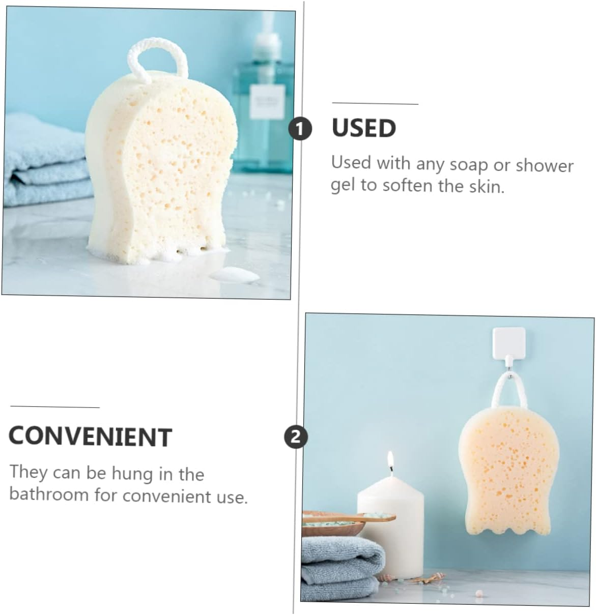 2Pcs Soft Exfoliating Shower Balls for Gentle Skin Cleaning Practical Rubbing Balls for Daily Body Scrubbing White Mesh Bath Sponge image number 2