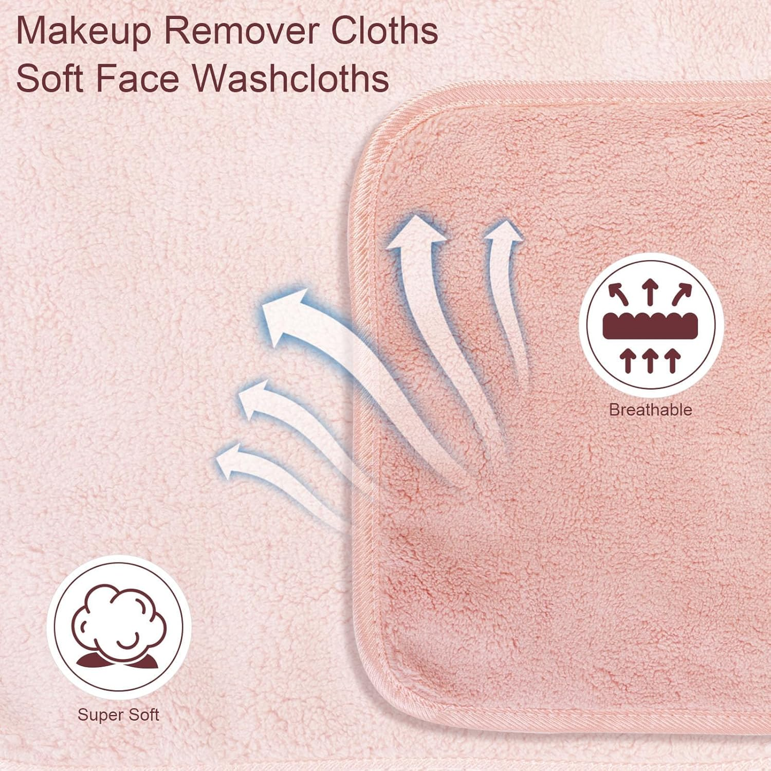 Microfiber Makeup Remover Cloth Soft Facial Cleansing Cloths Absorbent Washcloth Face Cloths Reusable Flannel Face Cloth 8Inch X 8Inch 6Pack (Pink, White, Brown, 1 Count (Pack of 6)) image number 3