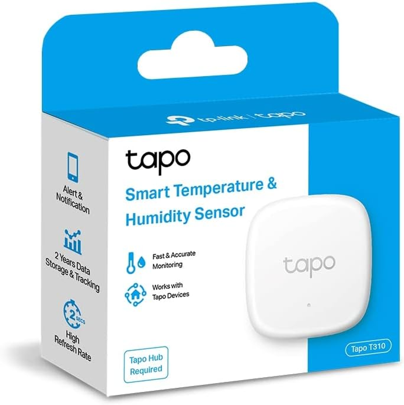 Tp-Link Tapo Smart Room Temperature & Humidity Sensor, Auto, Fast & Accurate, Free Data Storage & Visual Graphs, Instant App Notification, Smart Home, Hub Required (Tapo T310) image number 1