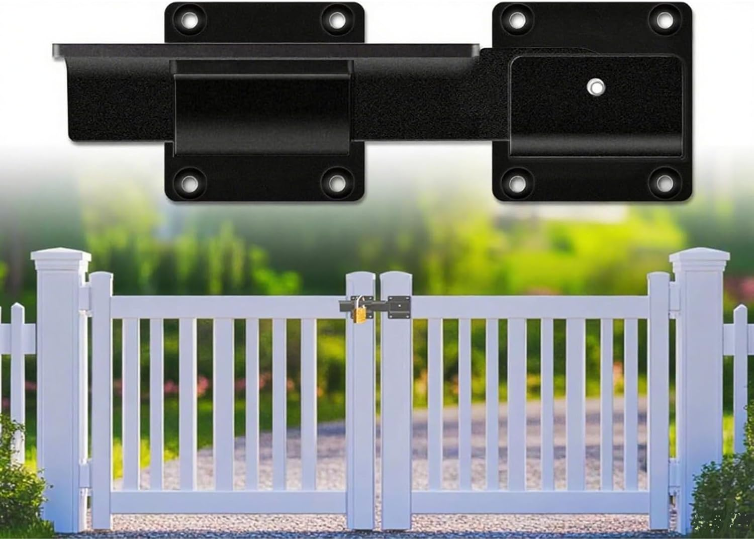 Bhanboth Heavy-Duty Flip Gate Lock with Padlock Hole, 7.5 Inch Black Metal Gate Latch, 4Mm Thick Outdoor Gate Hardware for Fence, Shed, Barn, Pool, Garage, Wood & Vinyl Gates