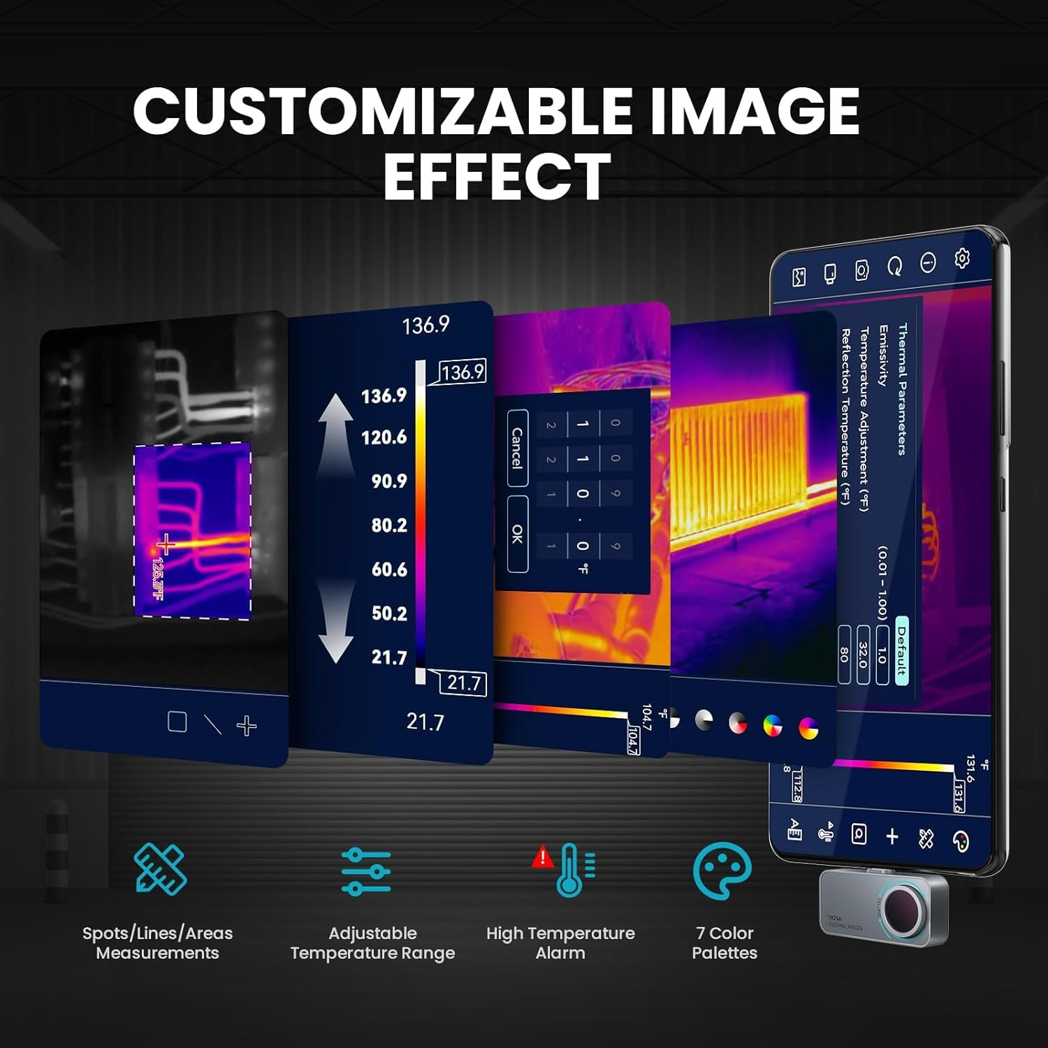 Mileseey Tr256I Thermal Imaging Camera for Android, 256X192 Resolution, 25Hz Refresh Rate, -20&deg;C to 350&deg;C Temp Range, Thermal Imager for Smartphones USB-C image number 3