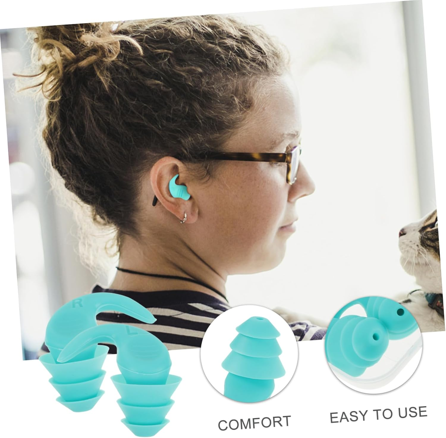 BUTIFULSIC Silicone Ear Plugs Noise Reduction for Sleeping and Concerts, Green Soft Reusable Hearing Protection Earplugs for Snoring, Swimming, Travel, and Industrial Use image number 2