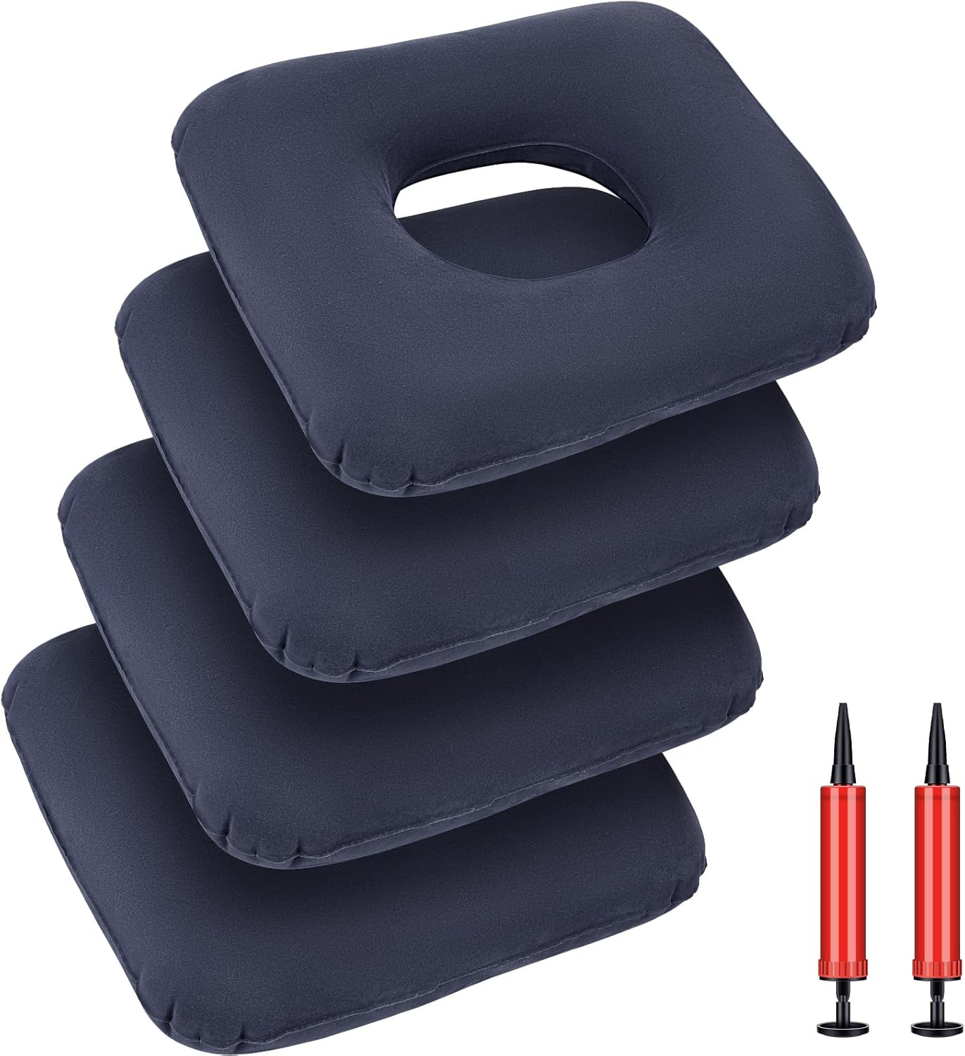 Tinideya 4 Pcs Donut Cushion Inflatable Donut Pillow Inflatable Portable anti Bedsore Seat Pillow Donut Pillow Cushion with 2 Air Pump for after Tailbone Hemorrhoids Pregnancy Surgery image number 2