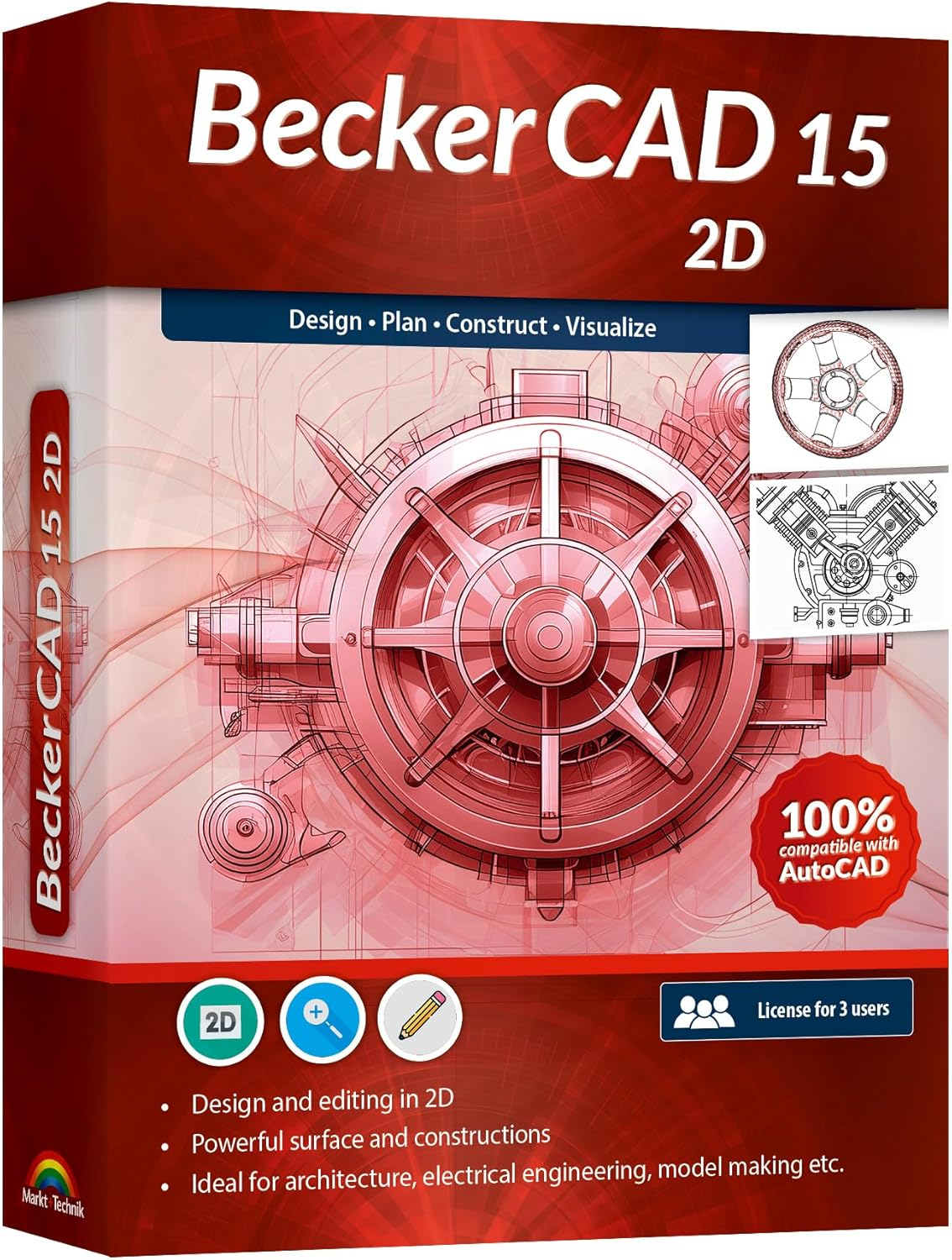 Beckercad 15 - 2D Software for Home Design, Architecture, Engineering and More, Compatible with Autocad, Lifetime License for Win 11, 10, 8.1, 7 image number 1