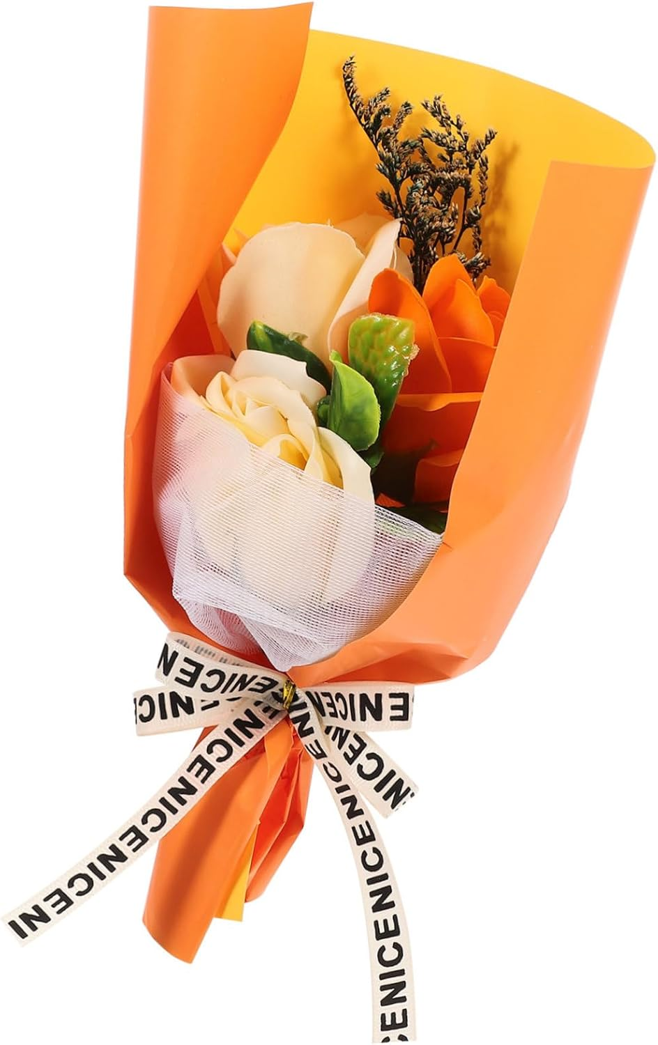 CANIGHT 1 Set Rose Bouquet Box Garland Glitter Rose Bouquet Happy Valentines Day Balloon Room Valentines Bouquet Red Carpet Party Decorations Artificial Wisteria LED Rose Cloth Orange image number 3