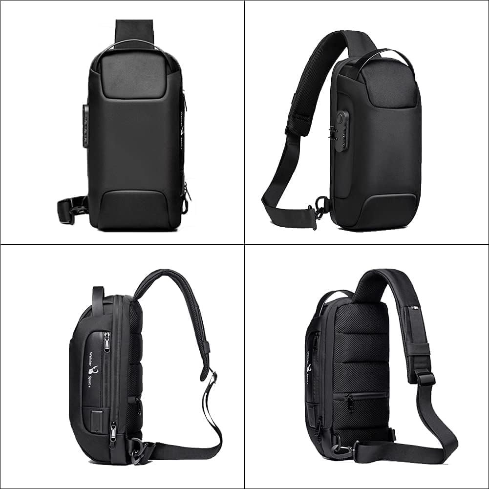 Sling Bag for Men anti Theft Waterproof Crossbody Backpack Travel Shoulder Men'S Chest Bag with USB Charging Port image number 6