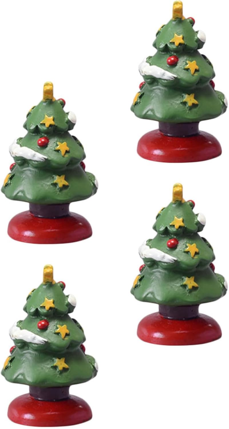 4Pcs Miniature Tree Christmas Decorations Resin Tree Models Festival Decoration for Home Ornaments image number 6