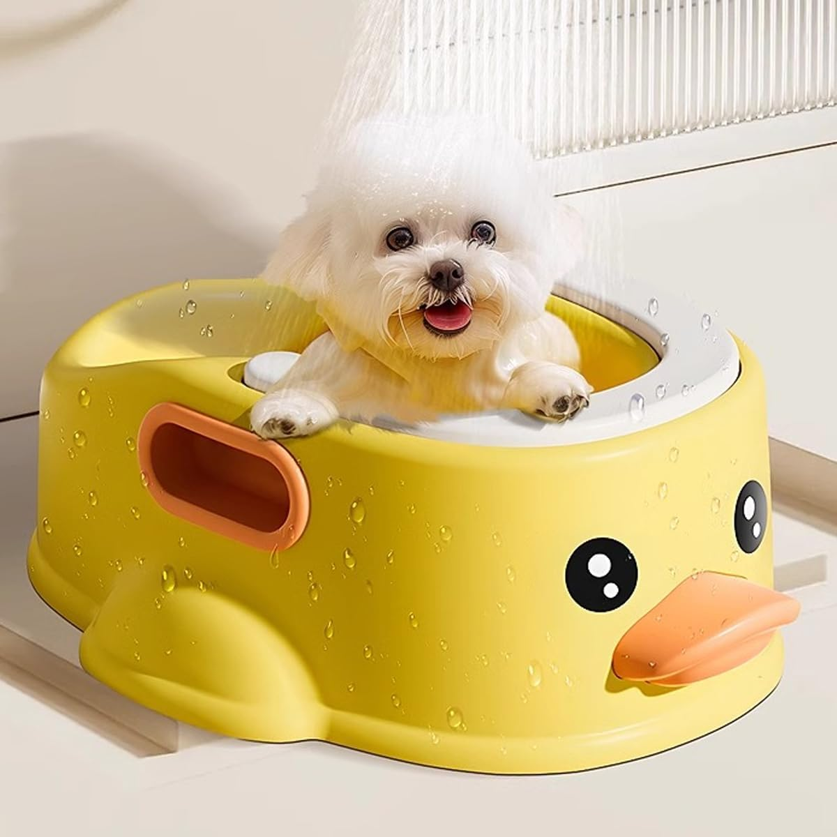AIMALL Pet Bath Basin, Duck-Themed Cat and Dog Bathing Tub, Non-Slip Sturdy Design, Easy to Clean, Dimensions: 17.3In Length X 12.4In Width X 6.2In Height - Pink image number 5