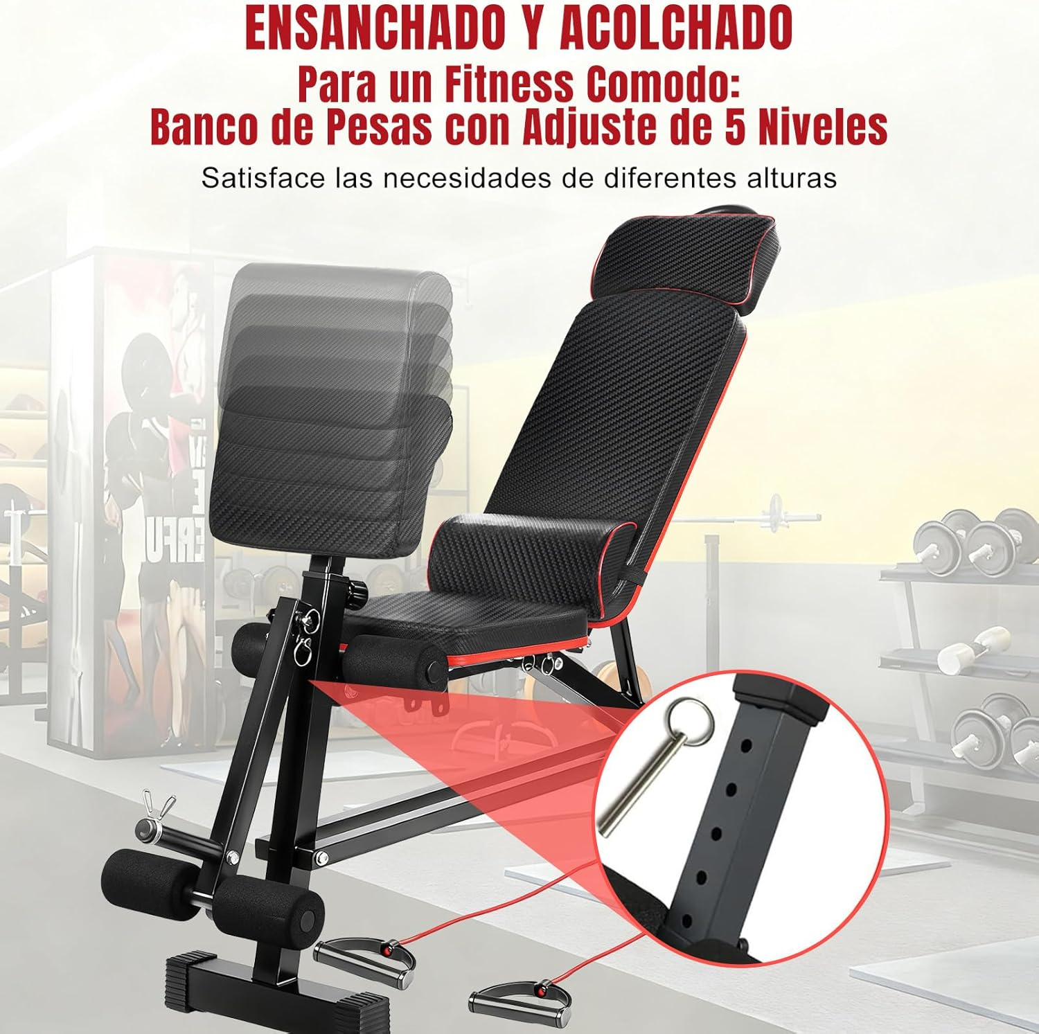 Adjustable Weight Bench, Strength Training Bench Press Foldable Sit up Incline Decline Bench for Full Body Workout image number 4