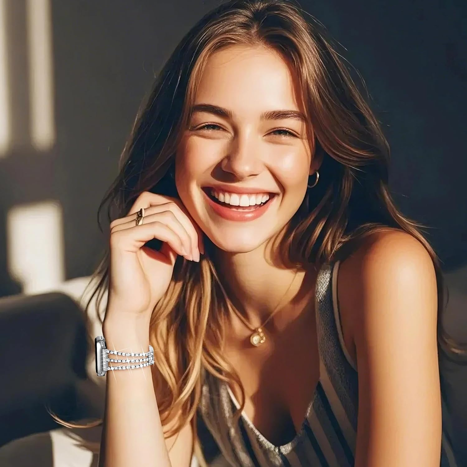 Ocaer Compatible with Apple Watch Band 42Mm 41Mm 40Mm 38Mm 46Mm 45Mm 44Mm 49Mm, Bling Metal Strap for Iwatch Series 11 10 9 8 7 6 5 4 Ultra SE 3 2 1,Thin Jewelry Apple Watch Bracelet Bands for Women image number 3