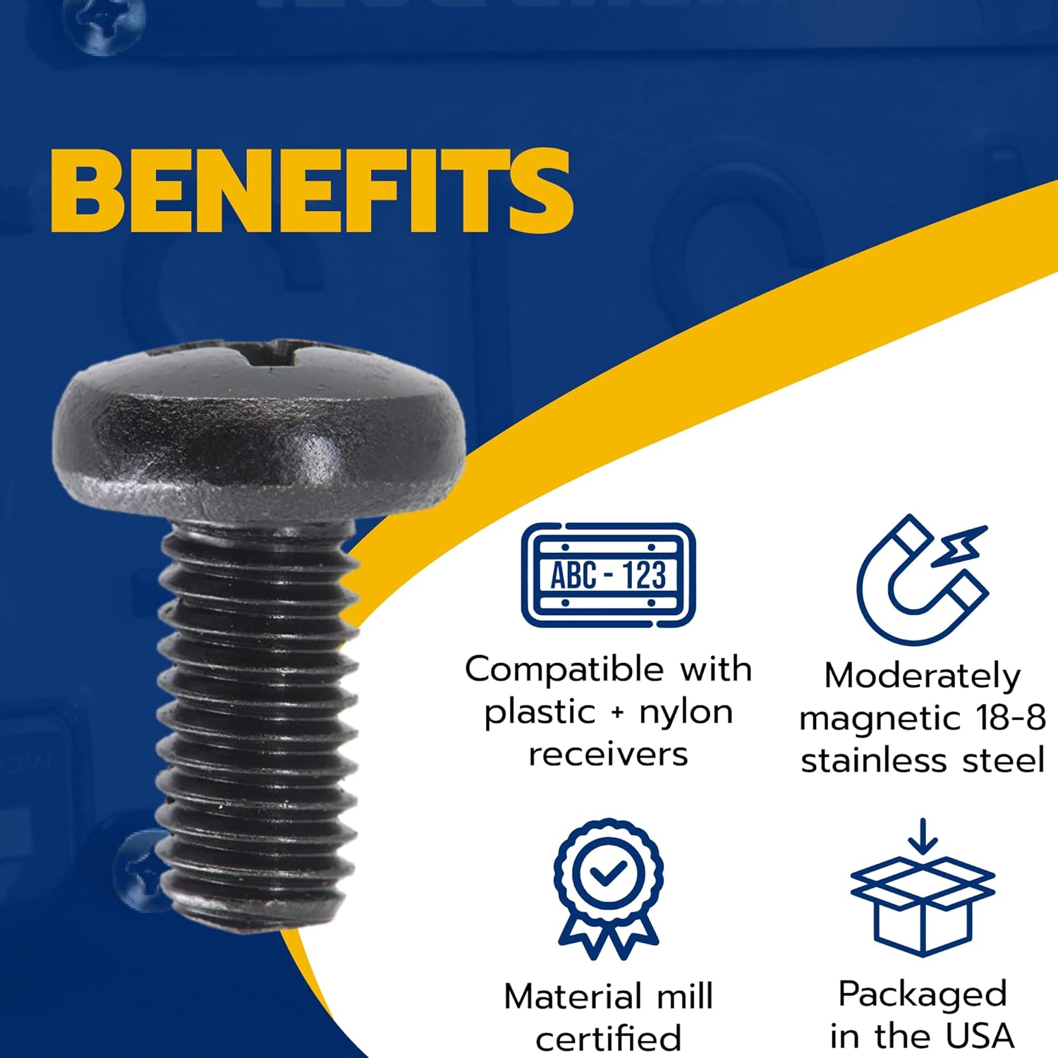 Makers Bolt Black License Plate Screws for Audi and VW, Phillips Machine Pan Head 18-8, Stainless Steel, M6-1.0 X 10 Mm (Pack of 4) image number 4