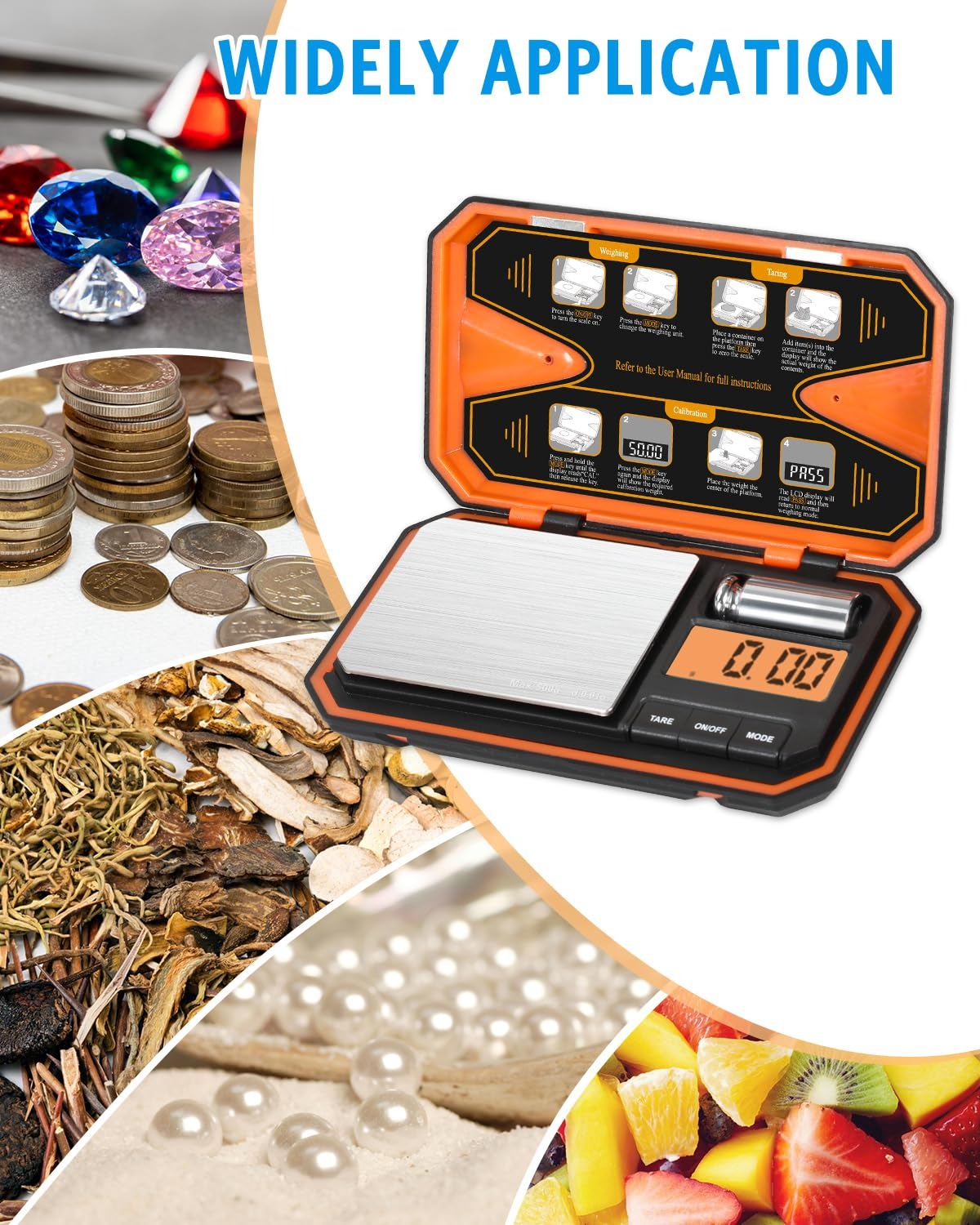 AMIR Digital Pocket Scale, High-Precision 500G X 0.01G Mini Gram Scale with LCD Display, Digital Food Scale with Tare Function, 6 Unit Conversion for Food, Jewelry, Coins, Coffee image number 4