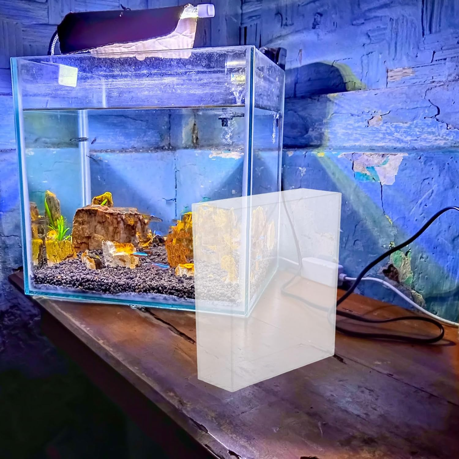 Gadpiparty Portable Fish Observation Box Acrylic Desktop Aquarium Breeding Tank for Betta Fish and Small Aquatic Pets image number 5