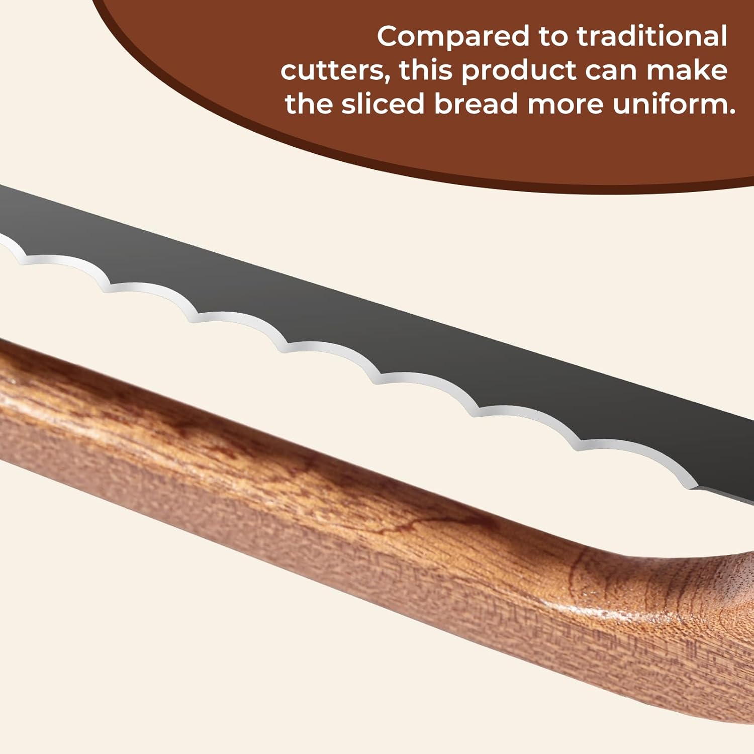 Sourdough Bread Knife for Homemade Bread - Wooden Bread Slicer with Bow Design - Premium Stainless Steel Serrated Saw Bread Cutter for Bagels, Baguettes Vegetables Fruits image number 4