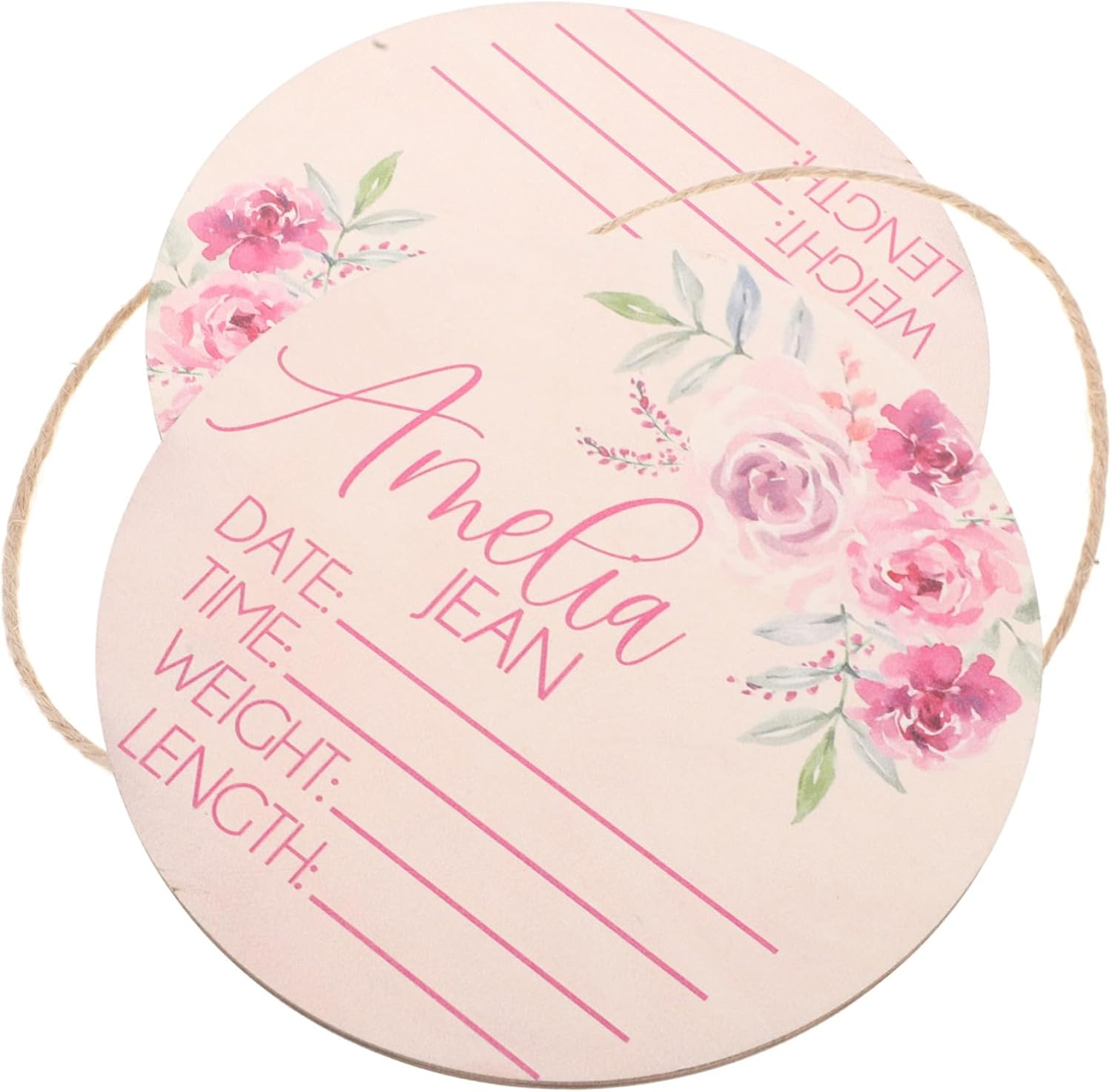 2Pcs Wooden Name Sign Announcement Sign Birth Announcement Nursery Decor for Newborn image number 3