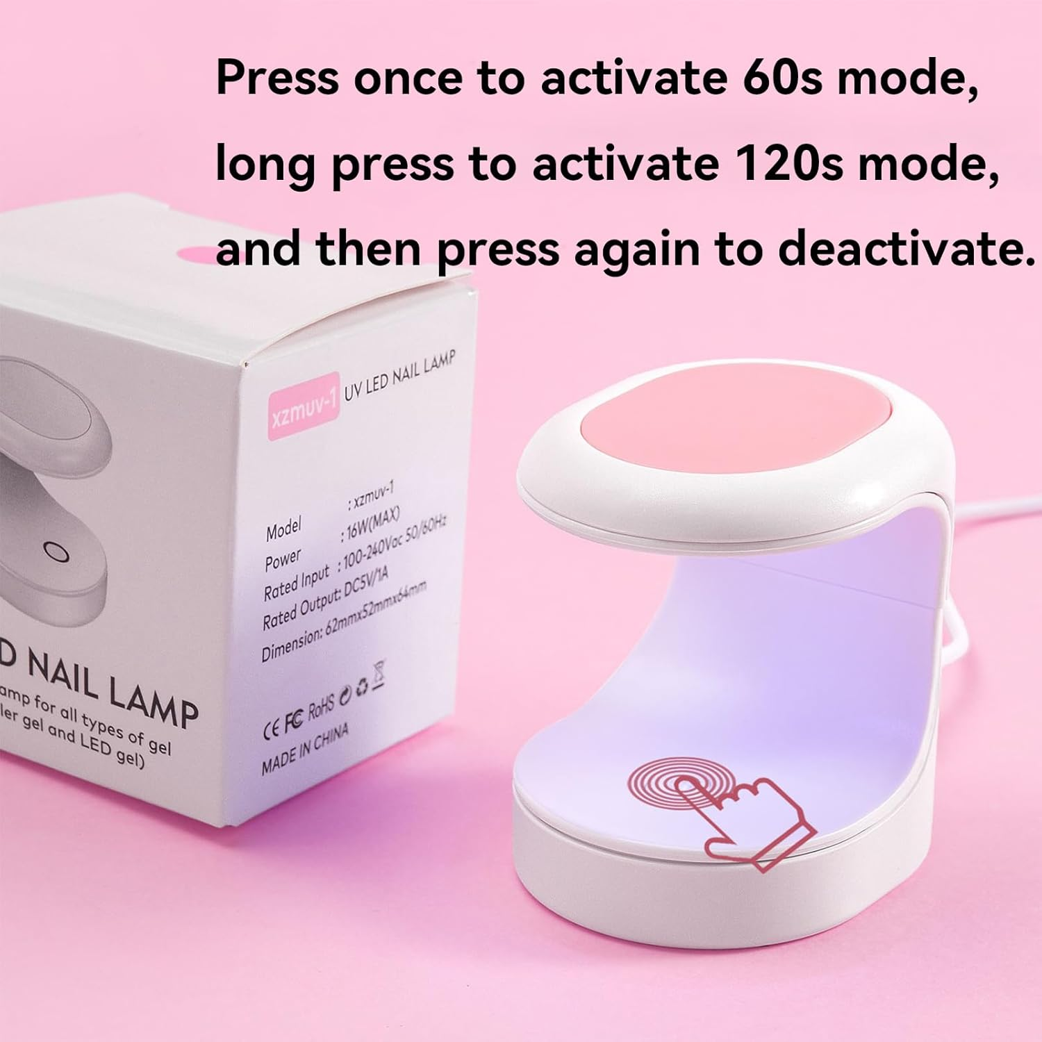Mini UV Light for Nails Portable UV Nail Lamp 16W Gel Nail Professional UV Light Innovative Nail Drying Machine Small UV Nail Lamp Compact Design Single Nail UV Light image number 2