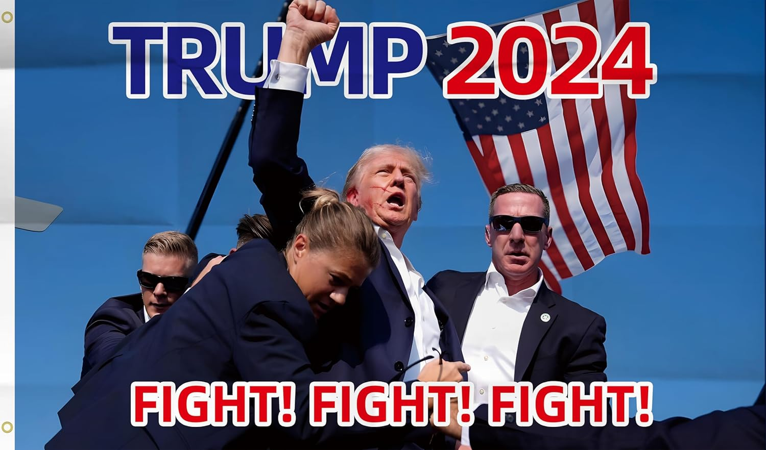WENWELL Trump 2024 Fight Flag - Donald Shooting You Missed Tapestry 3X5 Ft, Assassination Attempt Banner, Fist Pump for Bedroom Outdoor Indoor Decorative