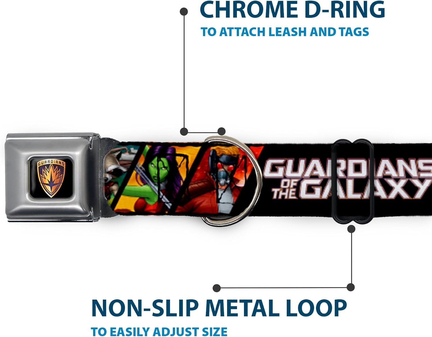 Buckle-Down Seatbelt Buckle Dog Collar - Guardians of the Galaxy 5-Character Pose Blocks - 1" Wide - Fits 9-15" Neck - Small image number 1