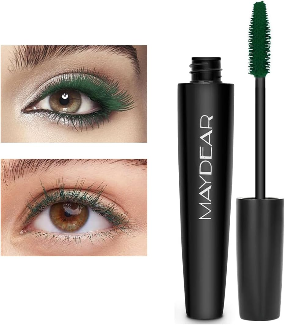 Maydear Dark Green Waterproof Mascara for Eyelashes - Long Lasting Smudgeproof Color for Women'S Eye Makeup, Party and Stage Use - Blue image number 5