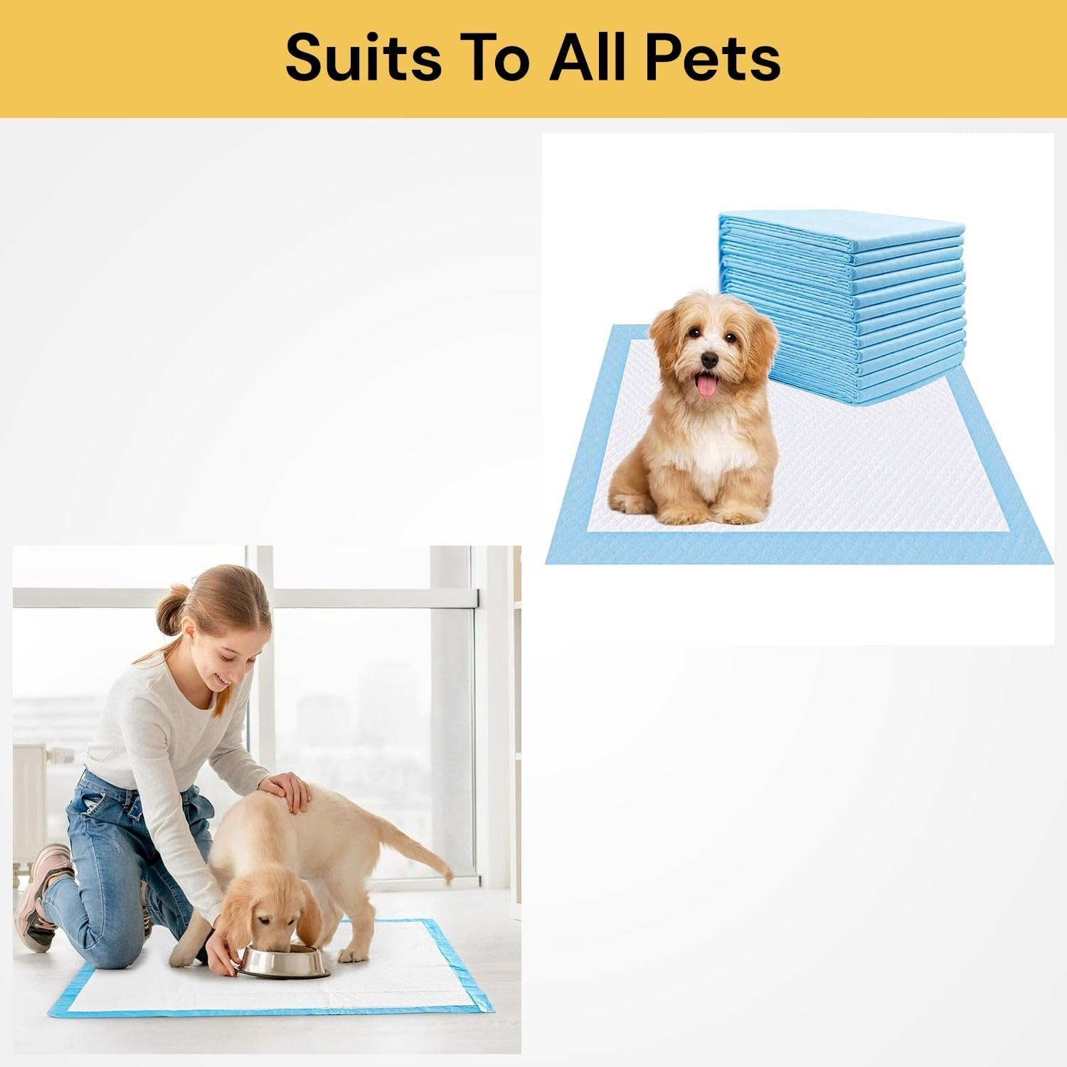 EZONEDEAL Extra-Large Dog Training Pads for Dogs Super Absorbent and Thicker Puppy Pads with Quick-Drying Materials Potty Training Pee Pads for Dogs and Cats - Dog Pee Pad (200 PCS) image number 1