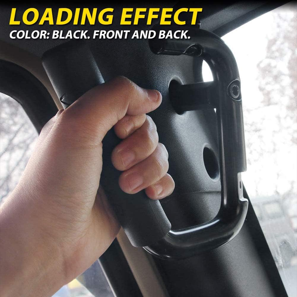 Katur Front Grab Handle Grab Bar for Jeep Wrangler JK Rubicon Sahara Sport 2007-2017 2/4 Door Solid Steel Black - 2 Pieces - Red-Rear image number 6