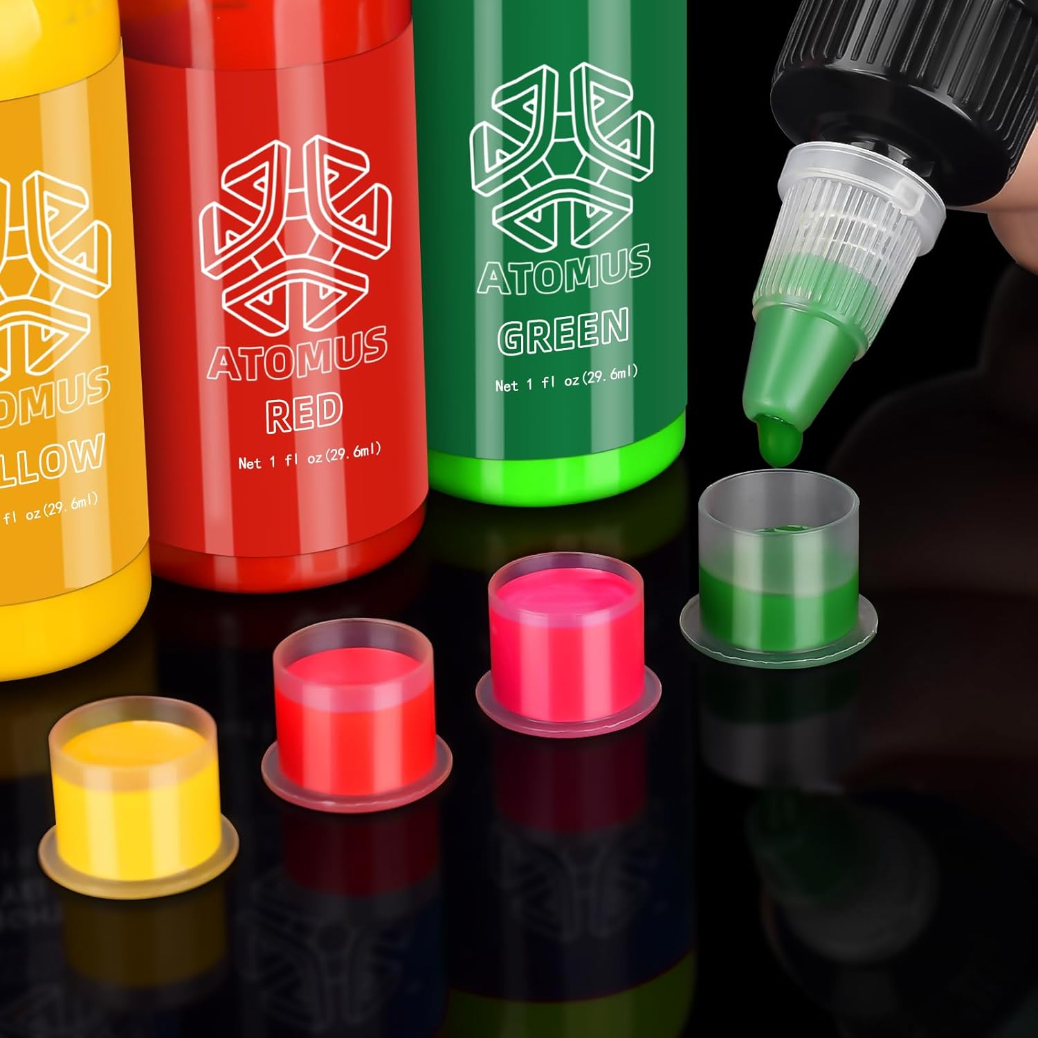 ATOMUS Tattoo Ink 5 Colors 1Oz 30Ml Tattoo Supply Black Pigment Natural Plant Tattoo Ink Pigment Permanent Makeup Tattoos Pigment