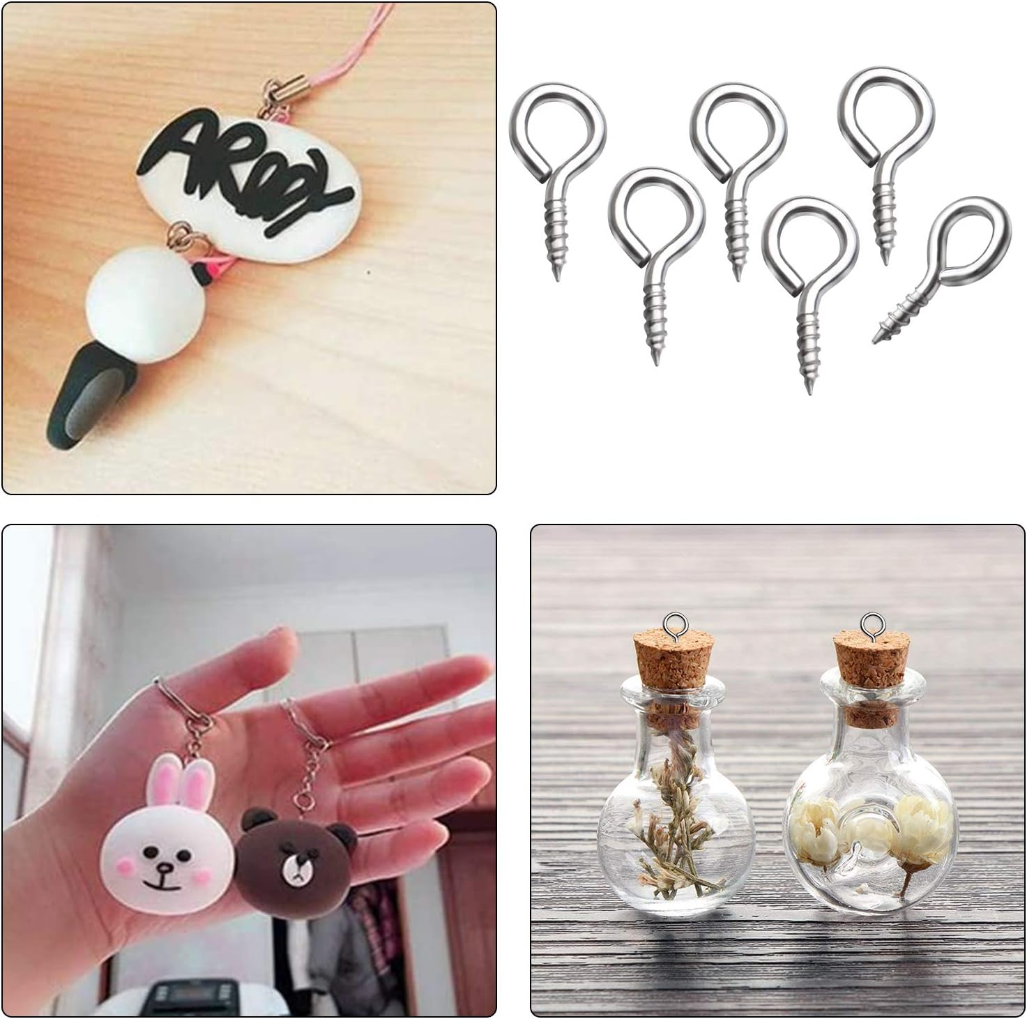 Bronagrand Small Eye Hooks,100Pcs 13X7Mm Mini Eye Pins Eye Screw Hooks Metal Eyelets Screw Eye Lags for Resin Jewelry Bead Plastic Wood