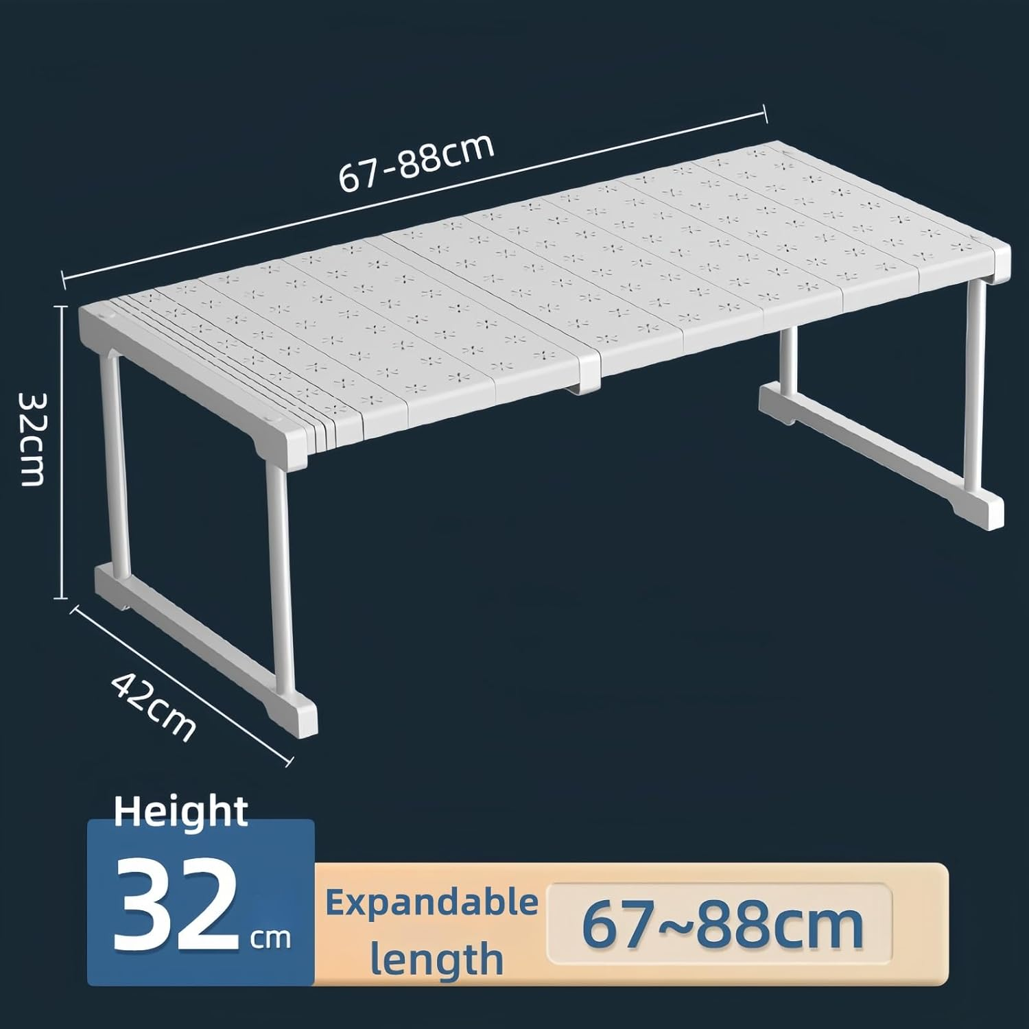 Ssumght Stackable Closet Shelf Expandable Clothes Storage Rack Pantry Cabinet Organizer Wardrobe Divider Separator Stand Shoe Racks for Bathroom, Kitchen (3 Pcs,((67-88) X 42 X 32Cm) image number 6