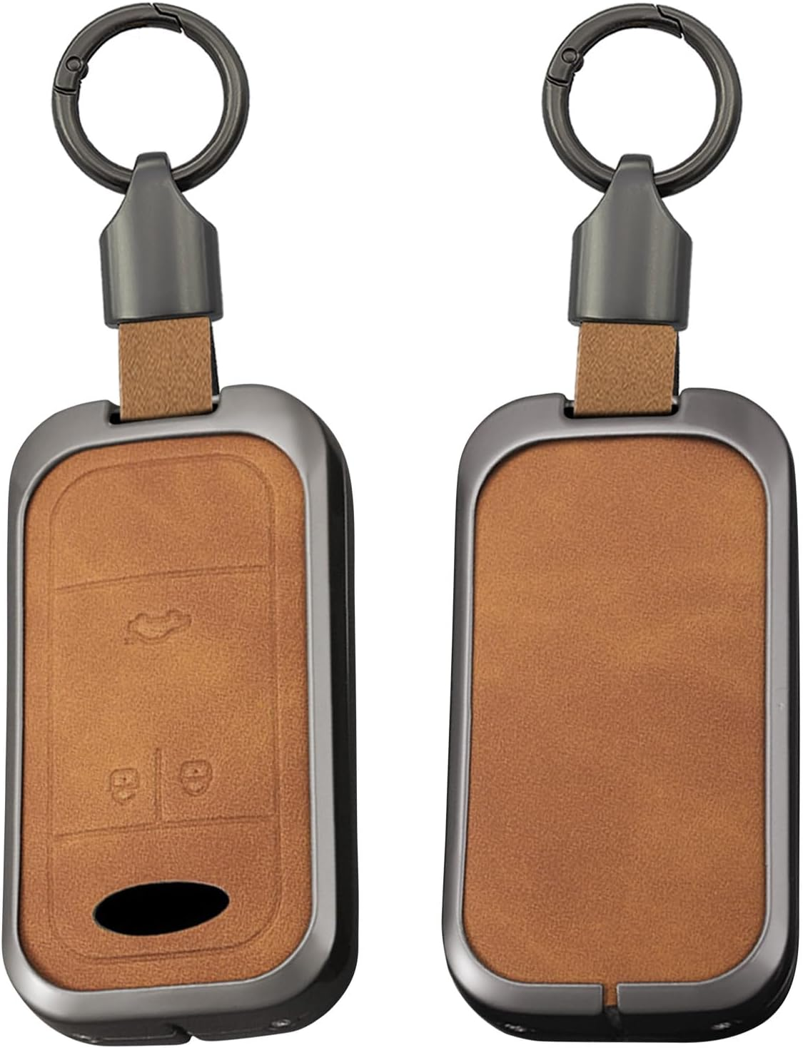 Ontto Metal Leather Key Fob Cover Fit for Chery Tiggo 8Plus Tiggo 8 New 5 plus 7Pro Max Omoda 5 C5 Smart Key Shell Case Keyring Key Holder Keychain Accessories