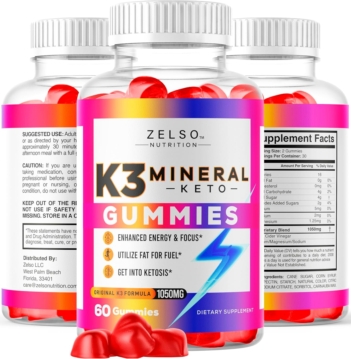 ZELSO (3 Pack) K3 Spark Mineral Gummies Nutrition, the Original K3Spark Formula Pills in Gummy, Advanced Vitamins plus Multivitamin, 90 Day Supply image number 1