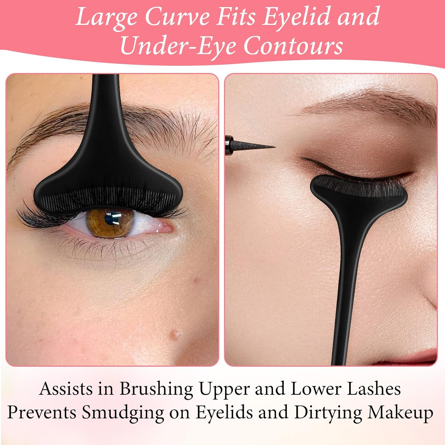 LXUEJIE 2 PCS Black Mascara Shield Guard, Reusable Silicone Eyelash Applicator Tool for Women Mascara Shield Applicator Beginners Friendly Guard Eyelid Guard Eyelash Makeup Applicator Tool image number 4