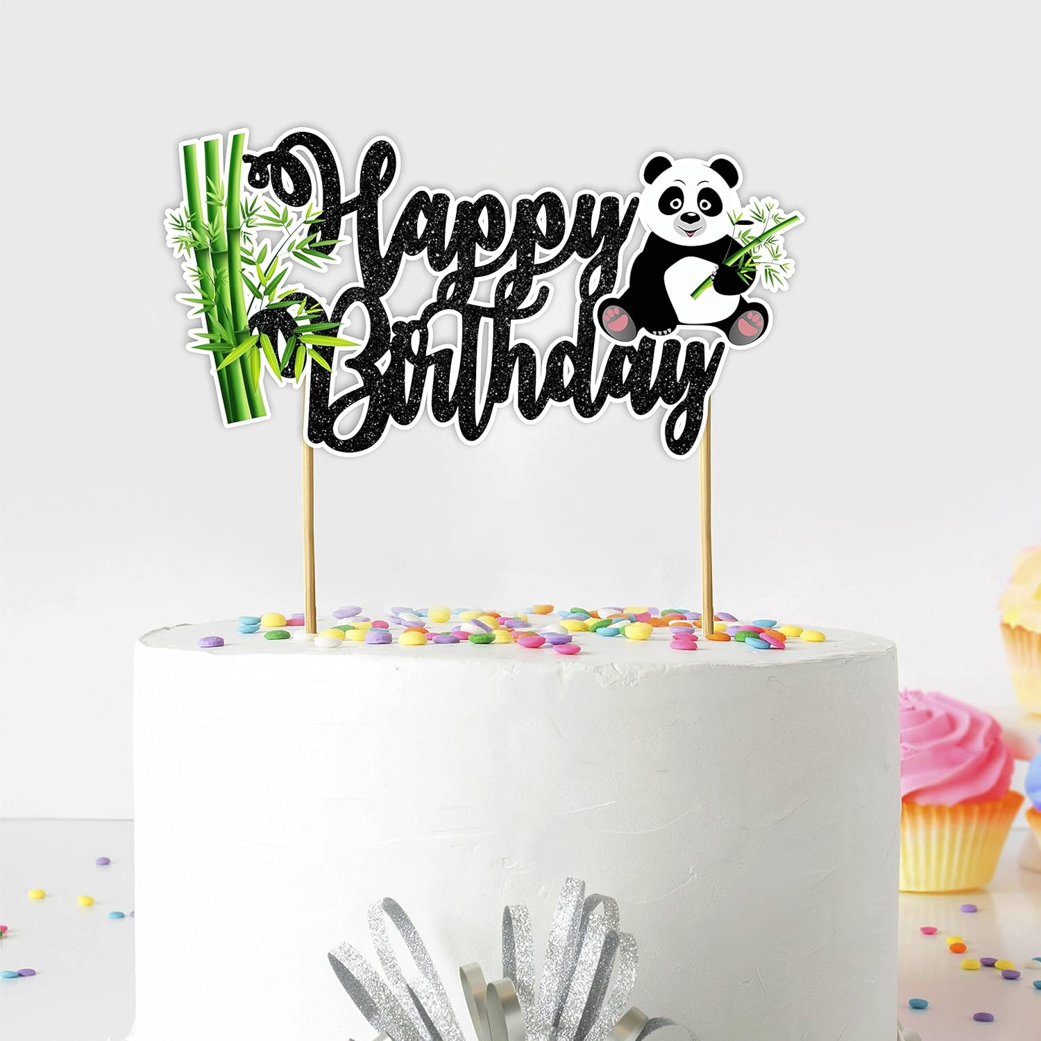 Panda Happy Birthday Cake Topper &ndash; Adorable and Fun Decoration for Animal-Themed Birthdays and Cute Party Celebrations image number 2